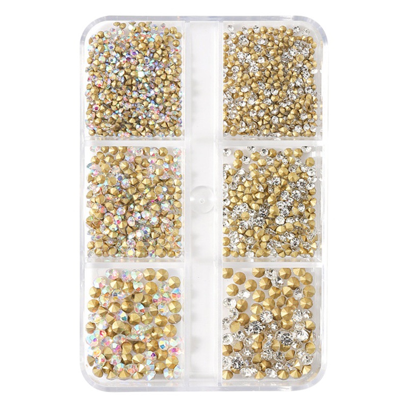 Seis rejilla mixta celebridad en línea estrellado puntiagudo Fondo Diamante diamante blanco transparente AB color diamante DIY taladro de uñas joyería de uñas japonesa