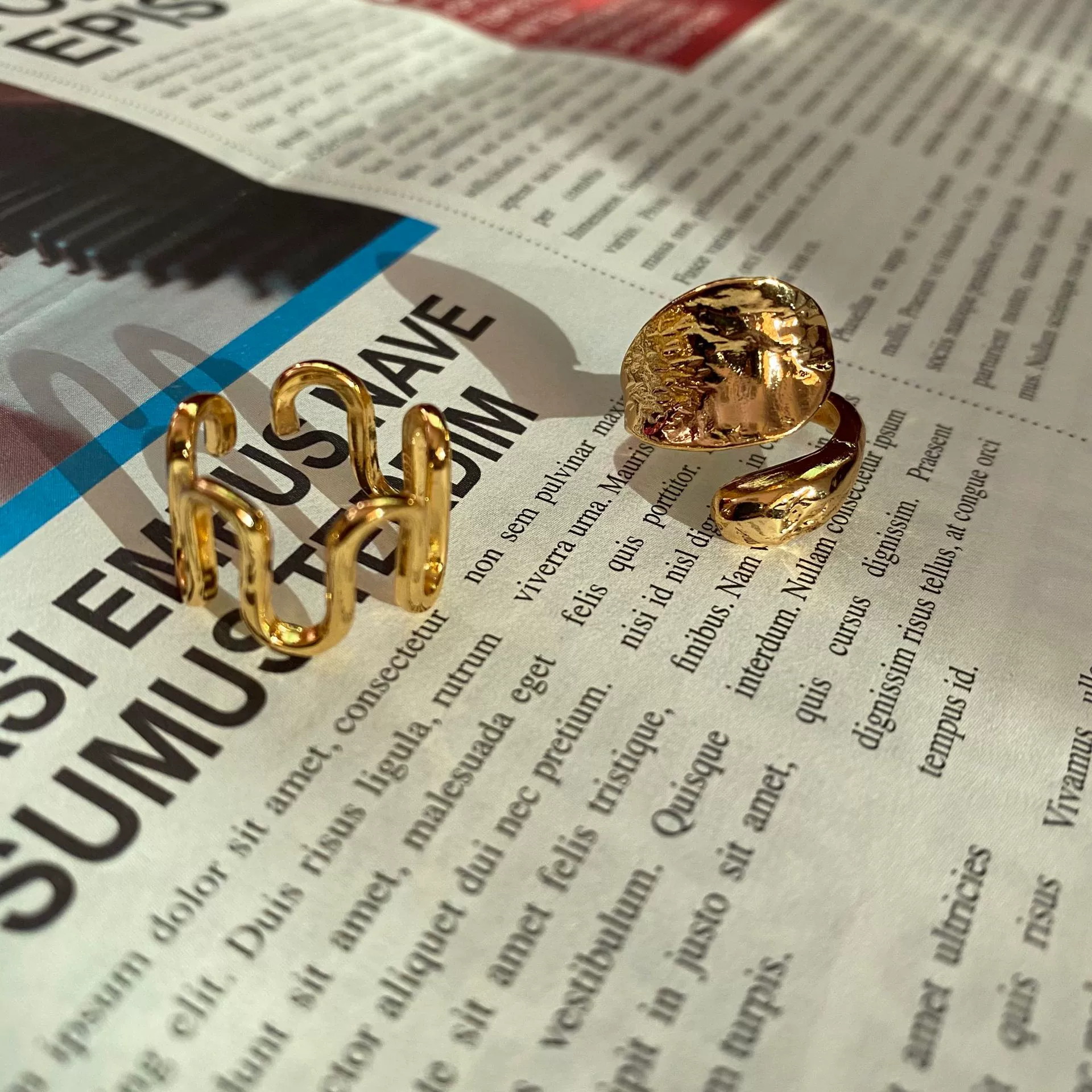 (Cross-border trading), fashionable one size retro golden ring, on index finger, simple and elegant design