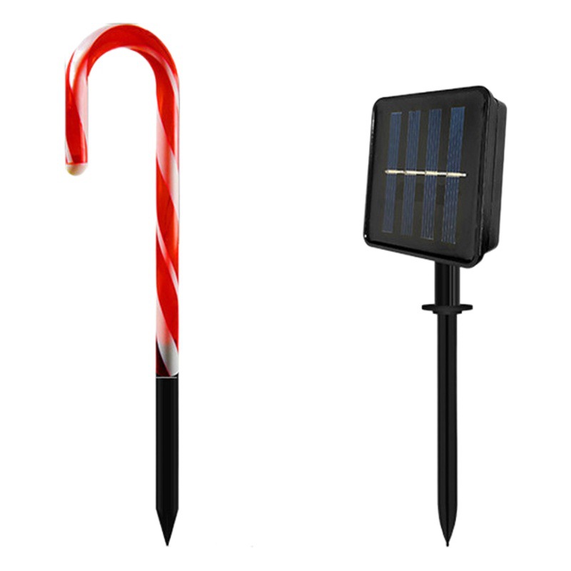 Transfronterizo nuevo enchufe de tierra Candy Cane Light un arrastre diez luces de Navidad solares luces de jardín de césped