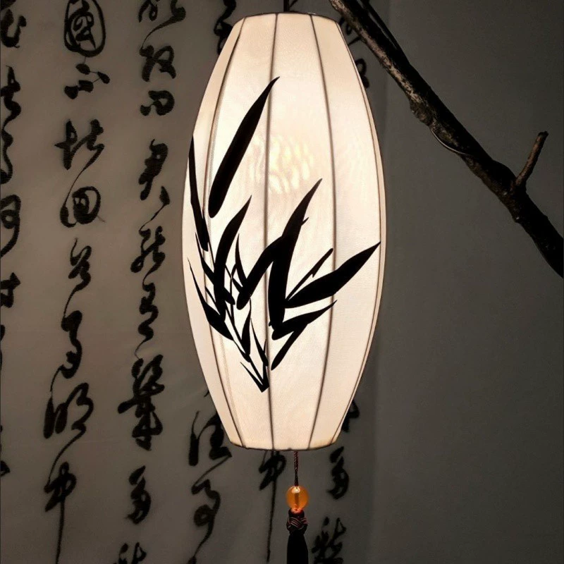 Настольная/полочная лампа? Wait input is floor lamp. Translate: "Retro floor lamp, lights, cloth, floor flashlight for fishing, Chinese style" -> "Ретро торшер, светильник из ткани на пол, фонарь для рыбалки, китайский стиль"