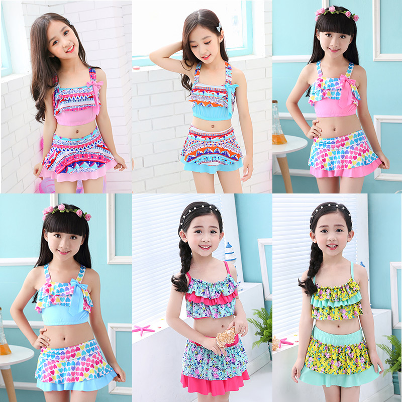 Children's swimsuit girls' Korean-style one-piece dress baby cute split bikini swimsuit girls' swimming suit