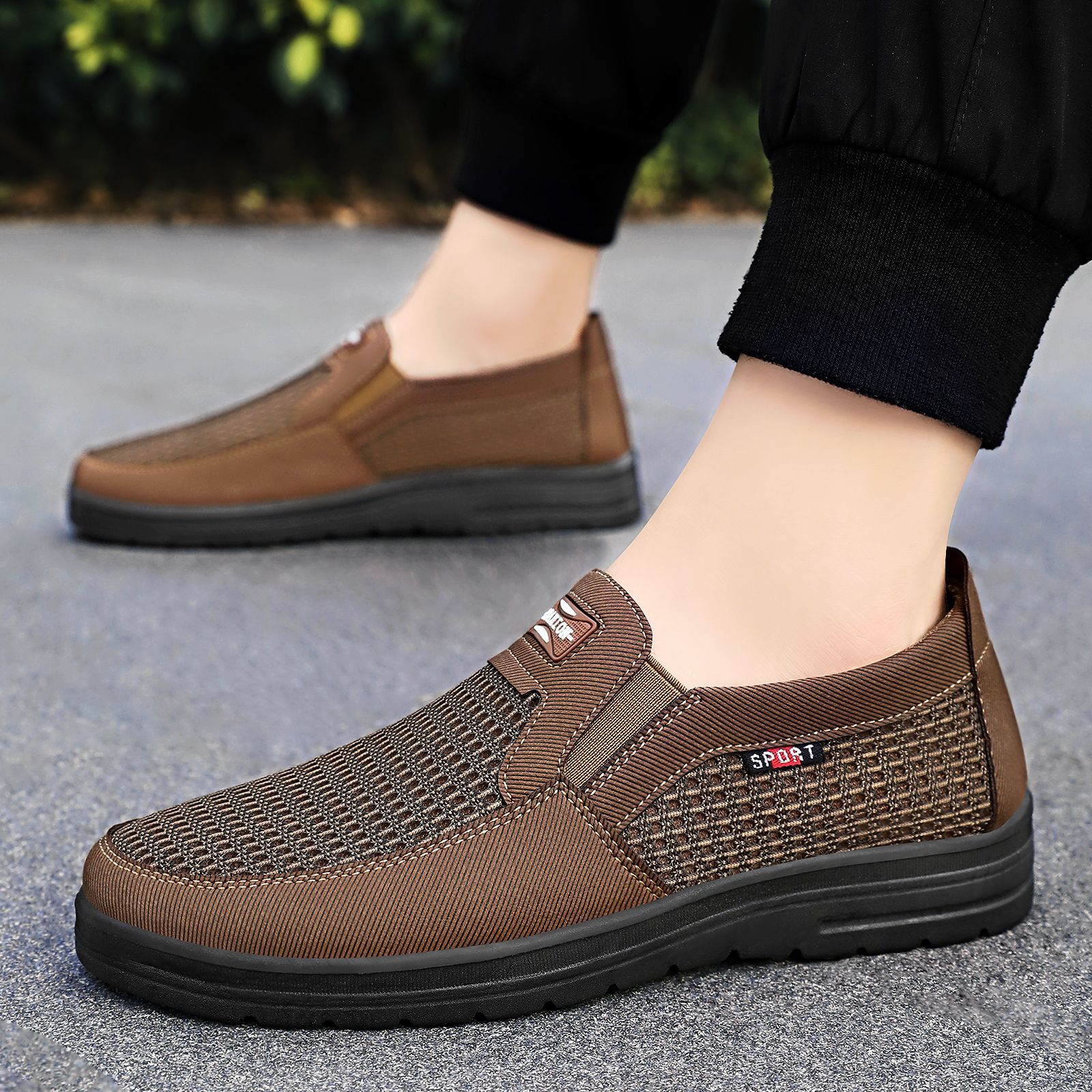 Zapatos de tela para hombre 2025 verano nuevo estilo transfronterizo todo-fósforo color sólido zapatos individuales zapatos papá clásicos de suela blanda zapatos casuales viejos de Beijing