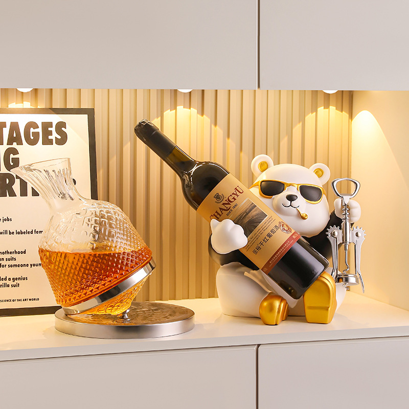 Suit Violent Bear Wine Rack Decoration Light Luxury High-End Home Living Room Sideboard Glass Wine Cabinet Decoration Decoration