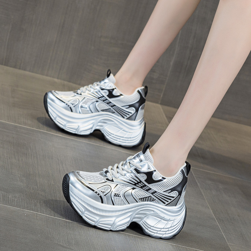 Dad Shoes for Women 2025 Spring and Summer New Fashion Mesh Shoes Casual Sports Shoes Versatile Thick Sole Inner Height Increasing Women's Shoes