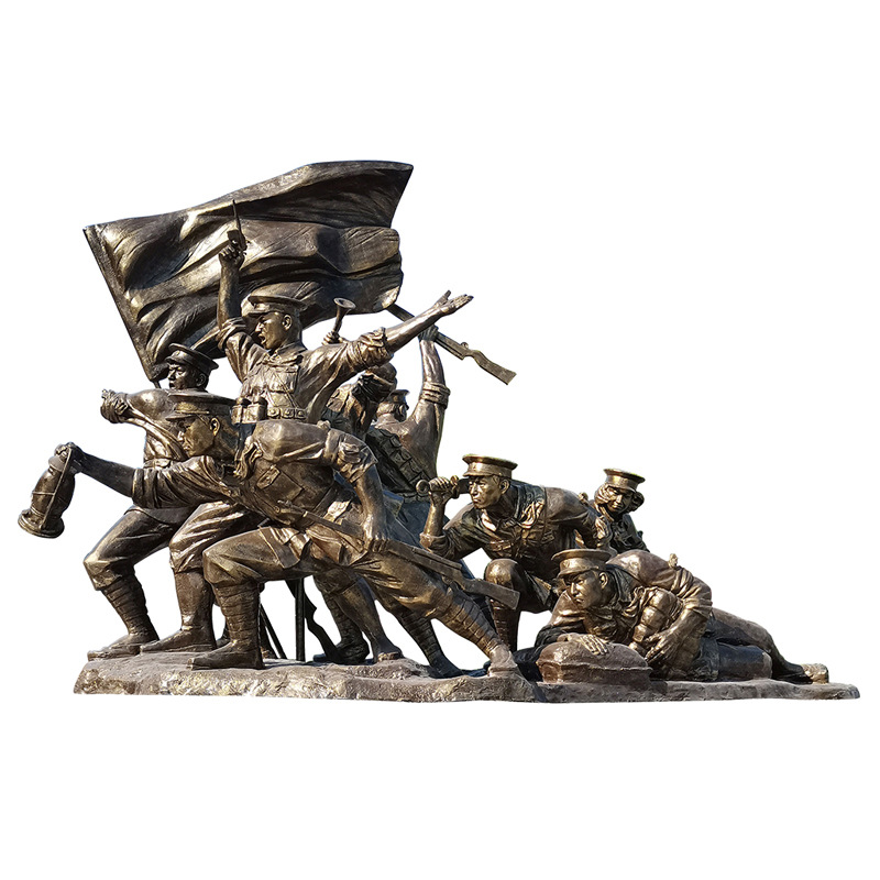 FRP creativo figura escultura al aire libre grande fundido cobre Rojo Ejército Guerrero Octava Ruta Ejército rojo cultural paisaje estatua