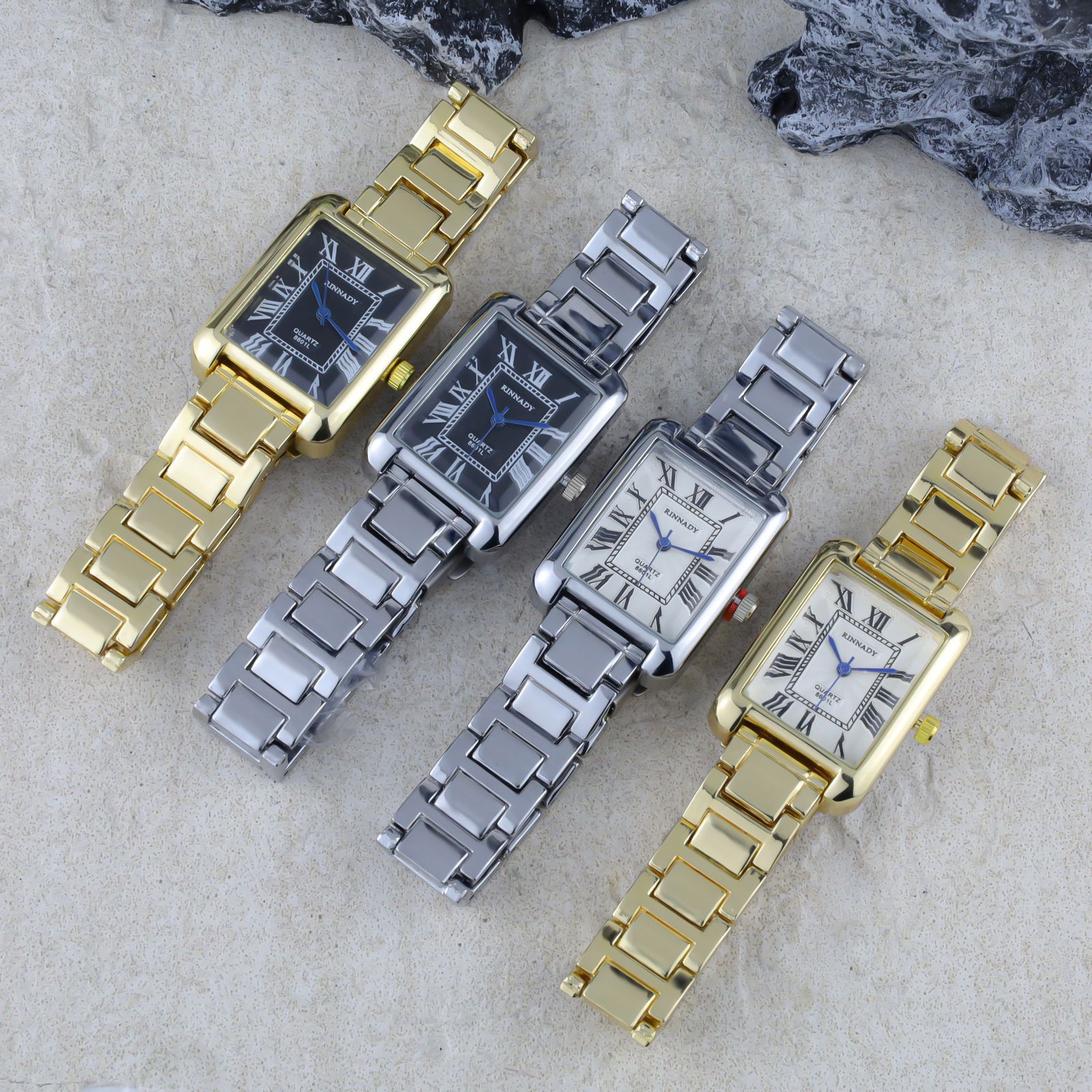 Cross-Border Direct Sales Wholesale Quartz Watch for Women, Fashionable Versatile Square Roman Scale Quartz Watch