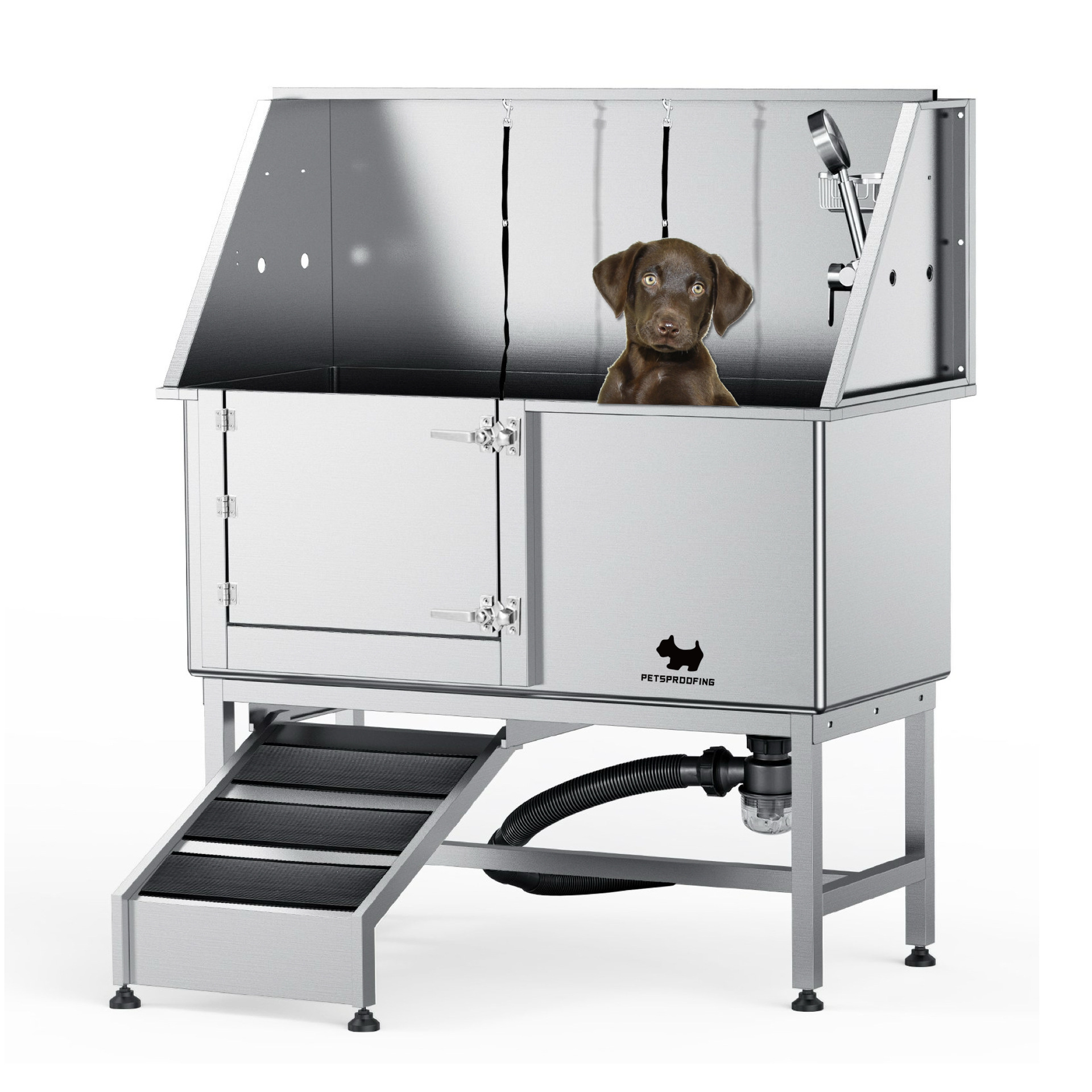 50 pulgadas rampa de puerta única de acero inoxidable para mascotas grandes perros y gatos bañera bañera venta cruzada caliente