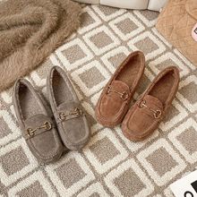 豆豆鞋2025年新款女秋冬真皮软底一脚蹬百搭孕妇鞋工作平底鞋棉鞋