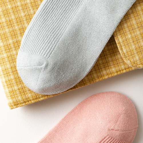 Socks for women in spring and summer, thin candy-colored double-needle socks, solid color vertical striped women's boat socks, Japanese low-top cotton socks wholesale