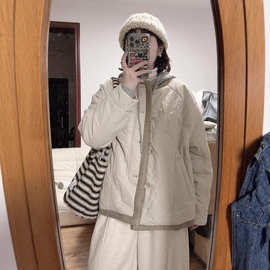 2025新款小个子设计感加绒加厚保暖外套潮日系复古冬季棉衣棉服女