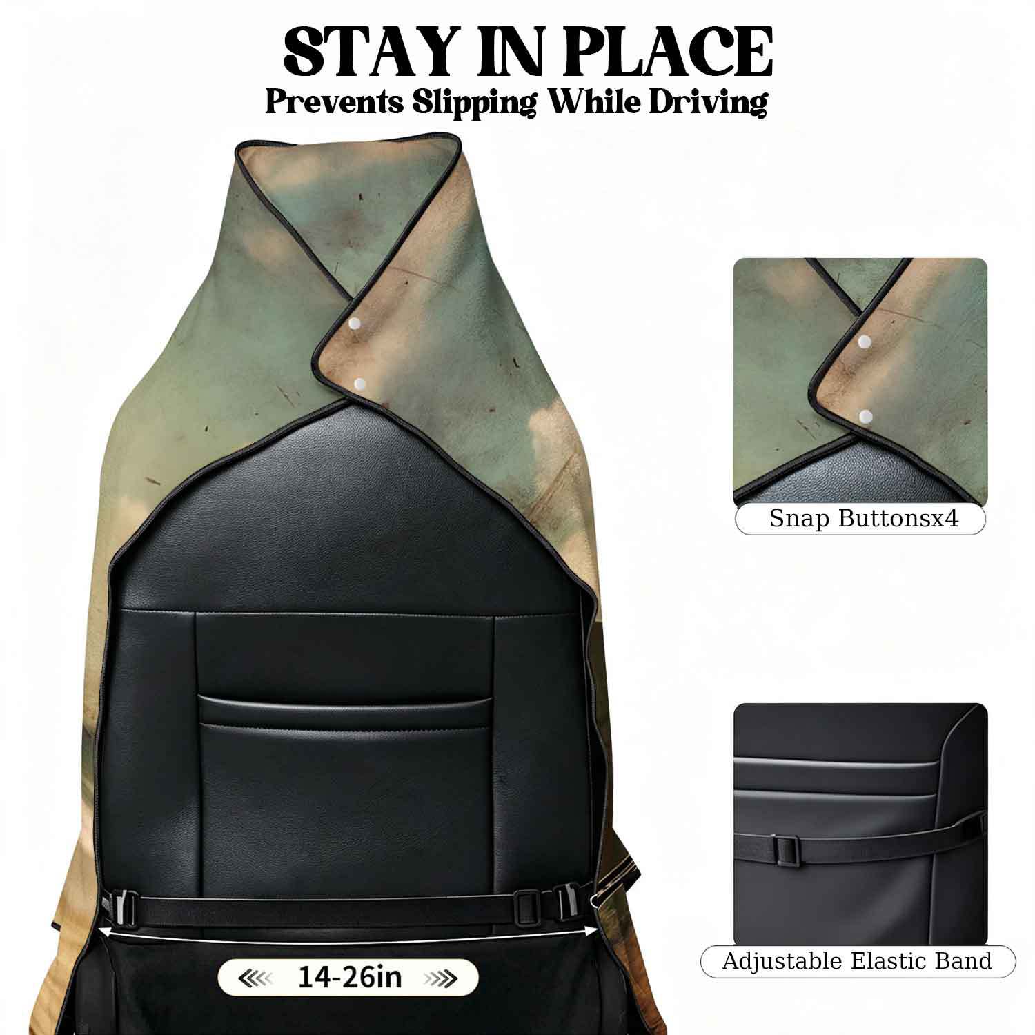 Printed bath towel and car seat cover 2-in-1, ultra-fine fiber outdoor beach and car dual-use universal seat cushion