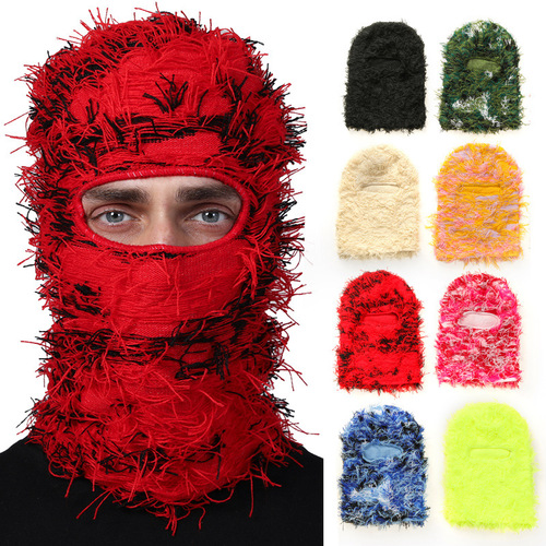 Cross-border New Knitted Face Mask Party Acrylic Funny Wool Balaclava Halloween Warm Headgear