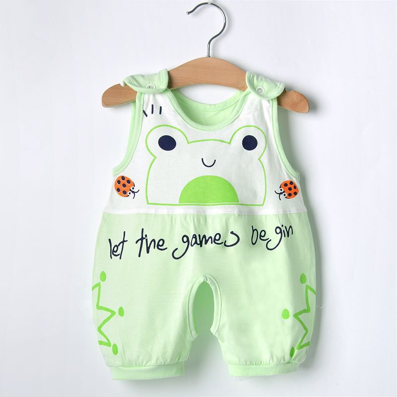 Baby Jumpsuit thin summer sleeveless male and female baby open crotch newborn clothes 3 months 0-1 years old