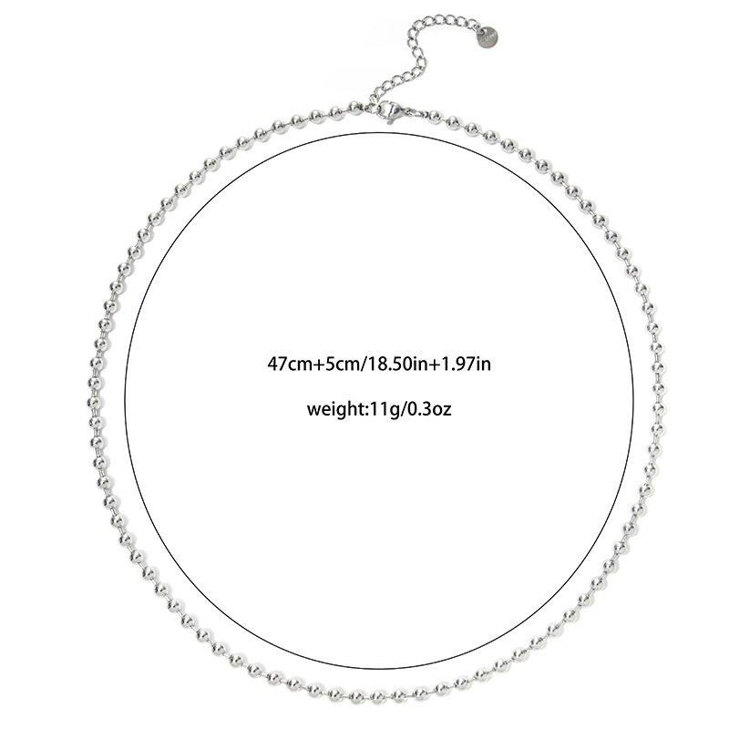 Fashionable universal necklace from pearl stainless steel, accessory, European style, simple and elegant design