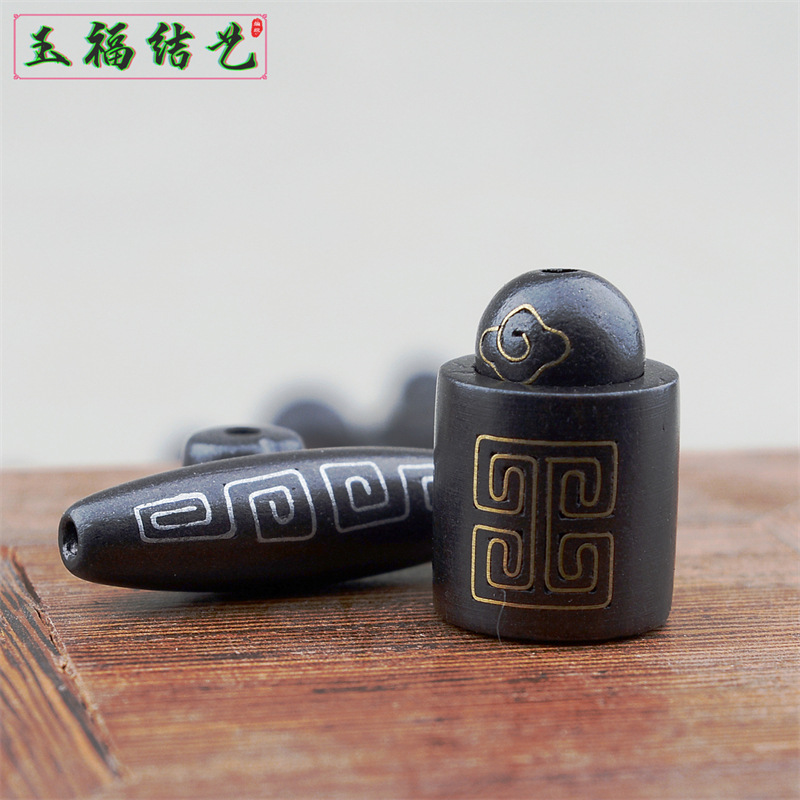 檀木银丝散珠隔珠批发镶嵌s925银祥云珠子手工编织桶珠圆珠小配饰