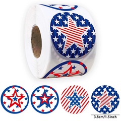 500 sheets per roll, 3.8 cm, Independence Day roll-up self-adhesive star stickers, decorative gift box, pressure-sensitive sticker labels