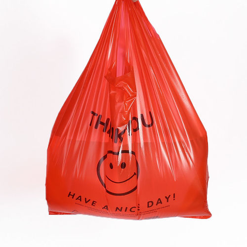Red smiley face plastic bag fruit supermarket shopping bag takeaway bag portable vest vest bag convenience bag