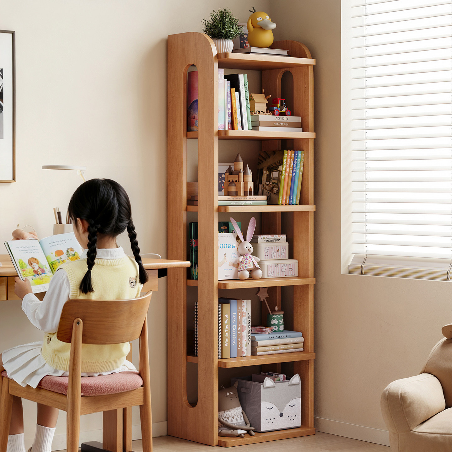 Gabinete de madera sólida integrado contra la pared estante de libros de esquina almacenamiento estante de artículos para el hogar no ocupa espacio gabinete estrecho simple armario