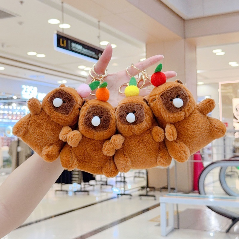 Cute Capibala Plush Pendant Doll Capybara Bag Decoration Keychain Pendant Doll Machine Accessories