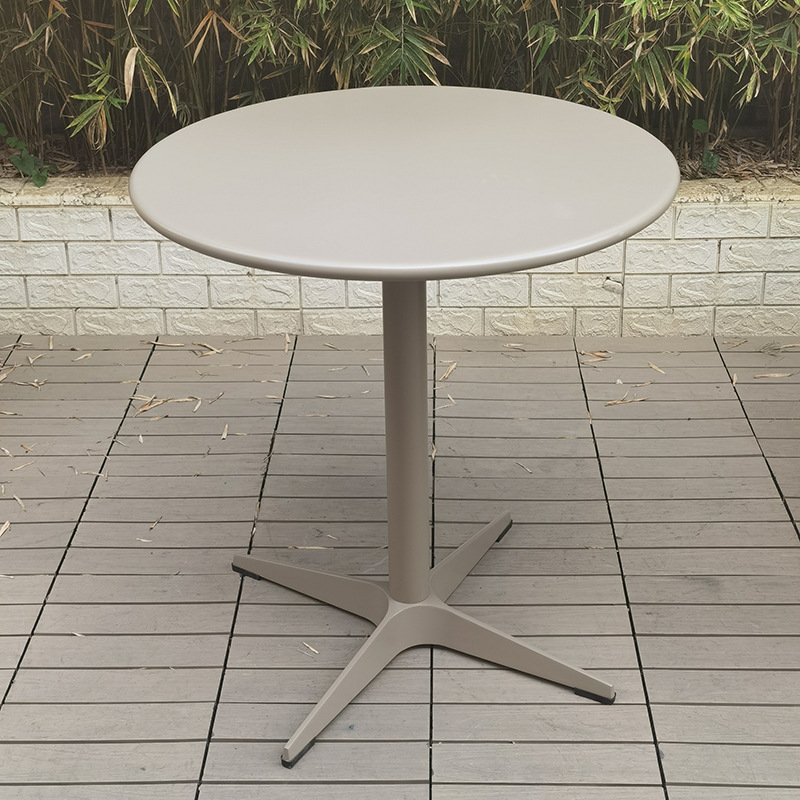 Mesa redonda de acero al carbono impermeable para exterior, balcón, bar o restaurante
