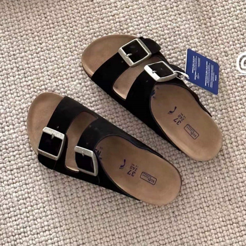 Сандалии из коровьей кожи Sangpo с пробковой подошвой Birkenstock лето 2025 новые шлепанцы и тапочки для мужчин и женщин с толстой подошвой ленивые шлепанцы Birkenstock с двумя ремешками
