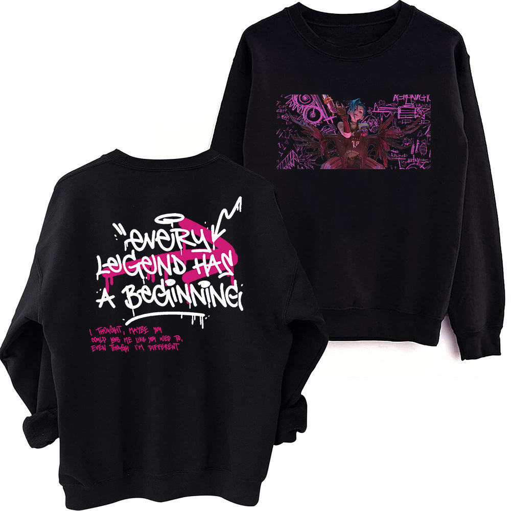 Arcane Jinx Graffiti Art Sweatshirt Harajuku Round Neck Long