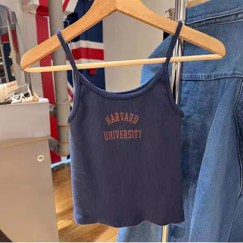 BM Style American Style Haver University Harvard Letter Printed Sling Women's Bm Inner Threaded Vest Women's Outer Wear Fashion