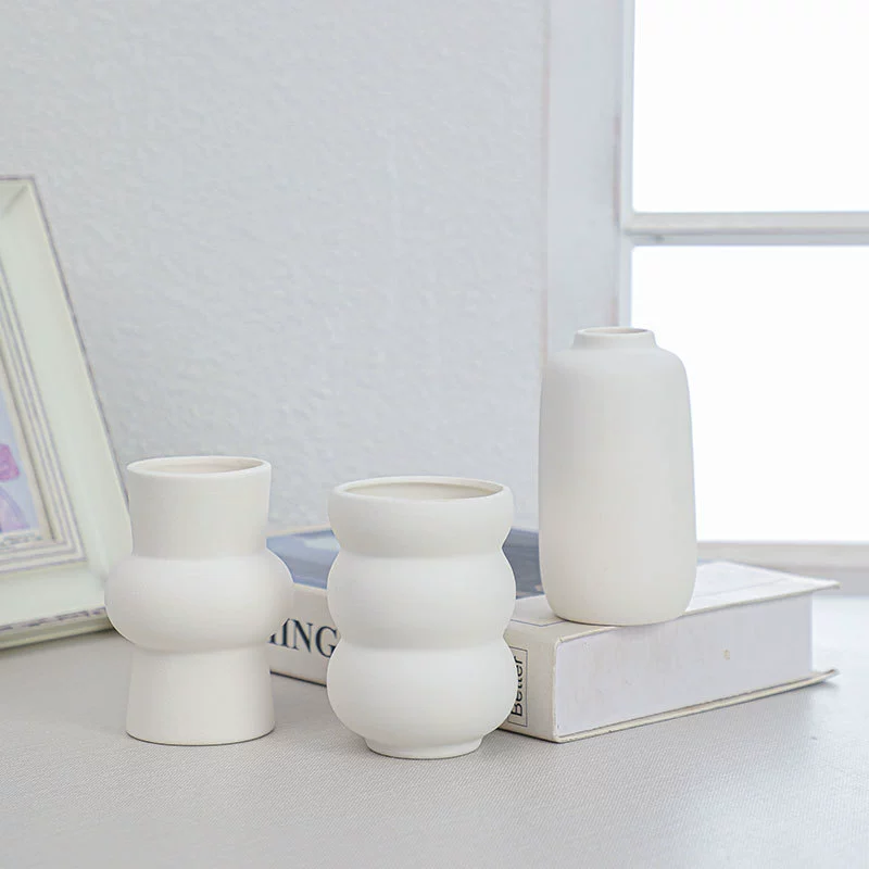 White plain-fired ceramic vase toddler diy parent-child painted graffiti small vase dried flower decorative ceramic crafts
