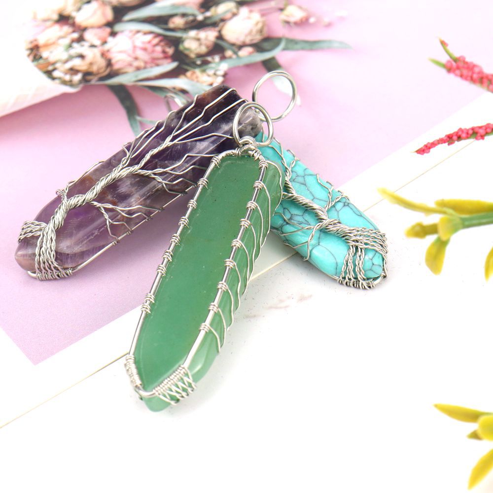 Pastoral Geometric Alloy Handmade Natural Stone Pendant Necklace 1 Piece