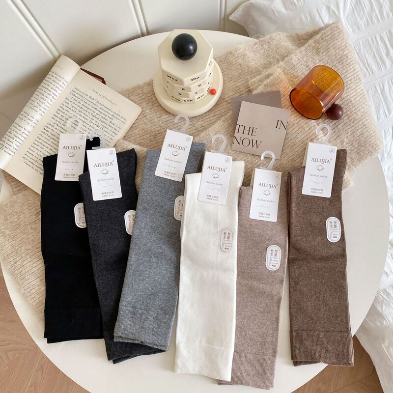 Autumn and Winter Long Tube Socks for Women, Calf Socks, Slimming Korean Style Knee-High Cotton Socks, Japanese Jk Solid Color Slimming Long Tube Slouch Socks Autumn and Winter Long Tube Socks for Women, Calf Socks, Slimming Korean Style Knee-High Cotton Socks, Japanese Jk Solid Color Slimming Long Tube Slouch Socks