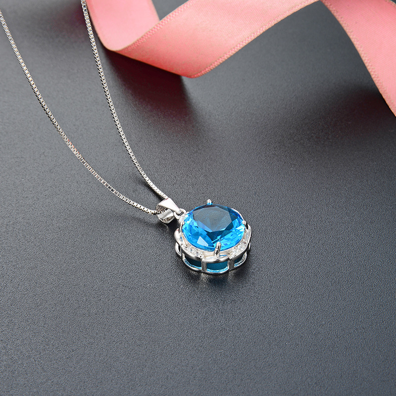 Transfronterizo europeo y americano moda elegante joyería collar s925 plata esterlina diamante ZIRCON cristal flor clavícula cadena colgante para las mujeres