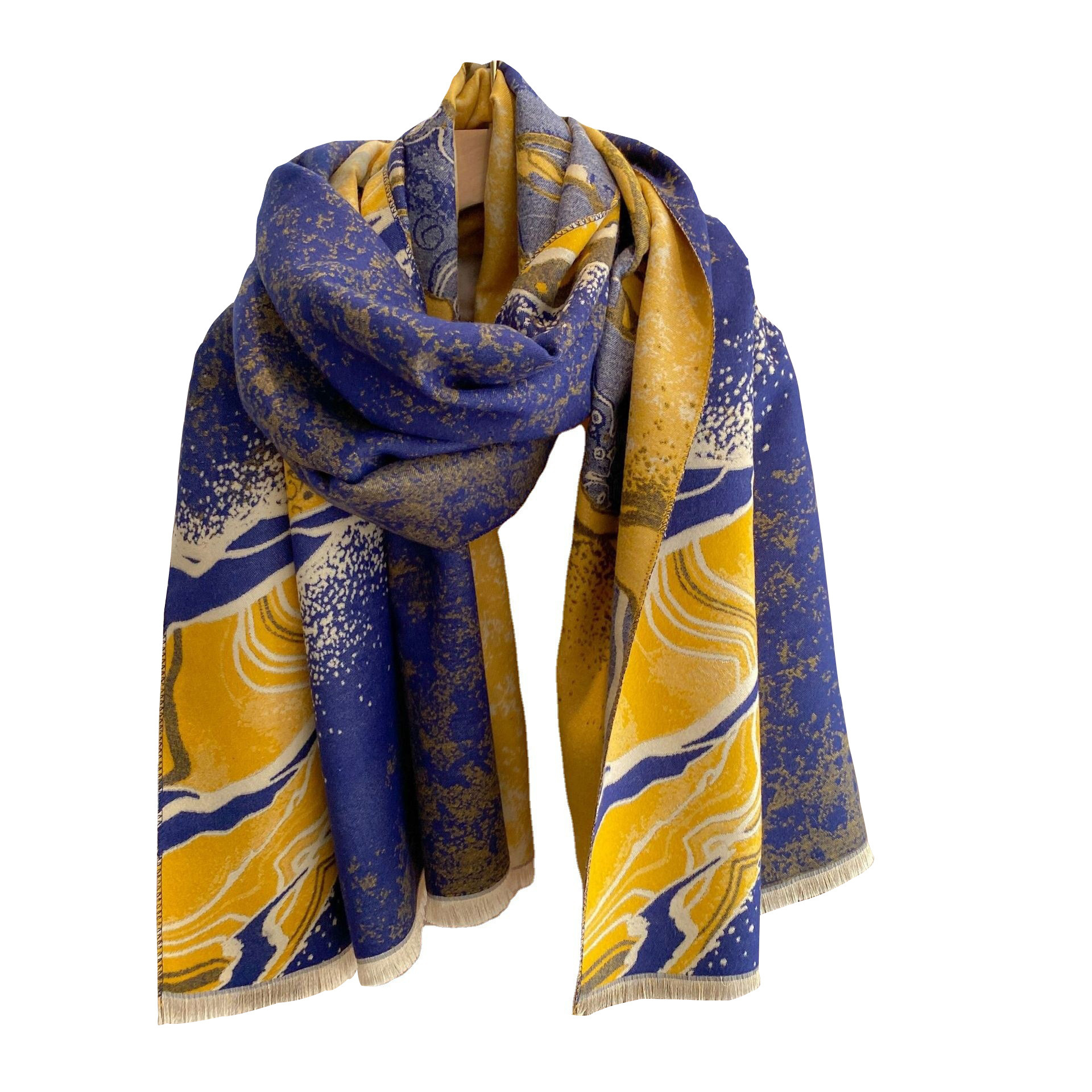 Otoño e invierno cachemir-como aire acondicionado chal grueso estilo europeo y americano de media longitud de doble cara engrosada versátil de doble uso bufanda caliente para las mujeres