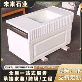 天然大理石水晶白浴室柜洗手盆  单人白色天然纹路洗手池立柱池子