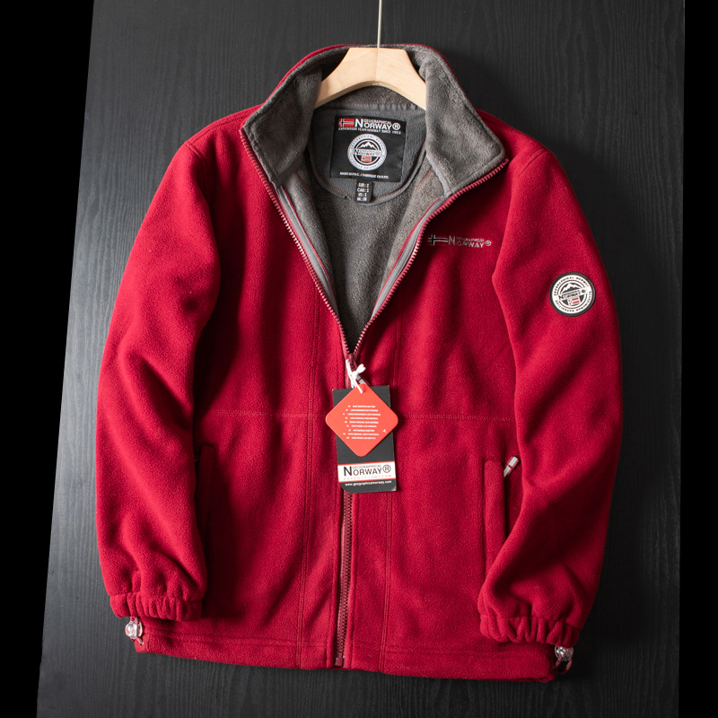 Men's Clothing outdoor cold proof large size Winter zipper warm polar fleece fleece jacket men's jacket_voghion.com