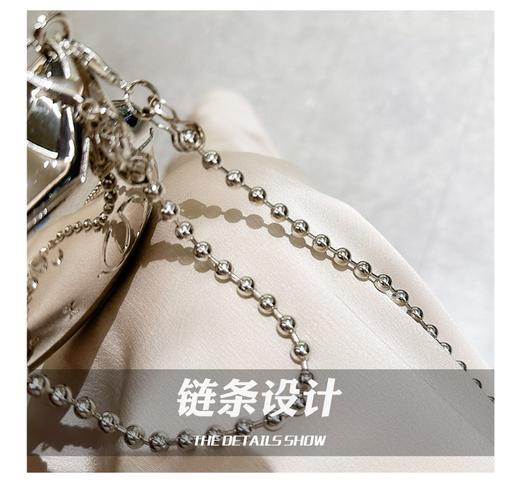 Cartoonish, mini and cute zinc alloy small bag for women, 2025 new style, stylish single-shoulder bag, crossbody chain and metal undefined
