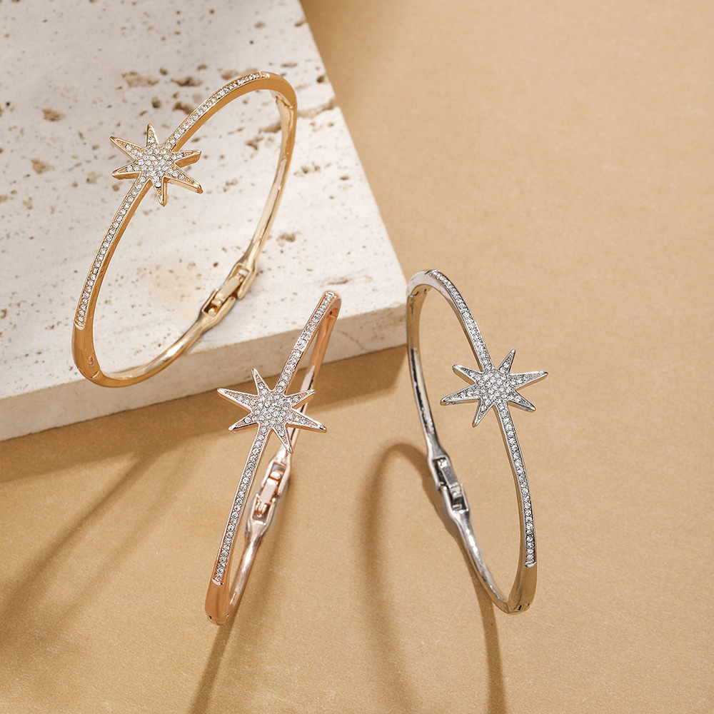 Bangle Classification Zinc Alloy Chain Material Sweet Classic Style Hexagram Zinc Alloy Bangles Wholesale
