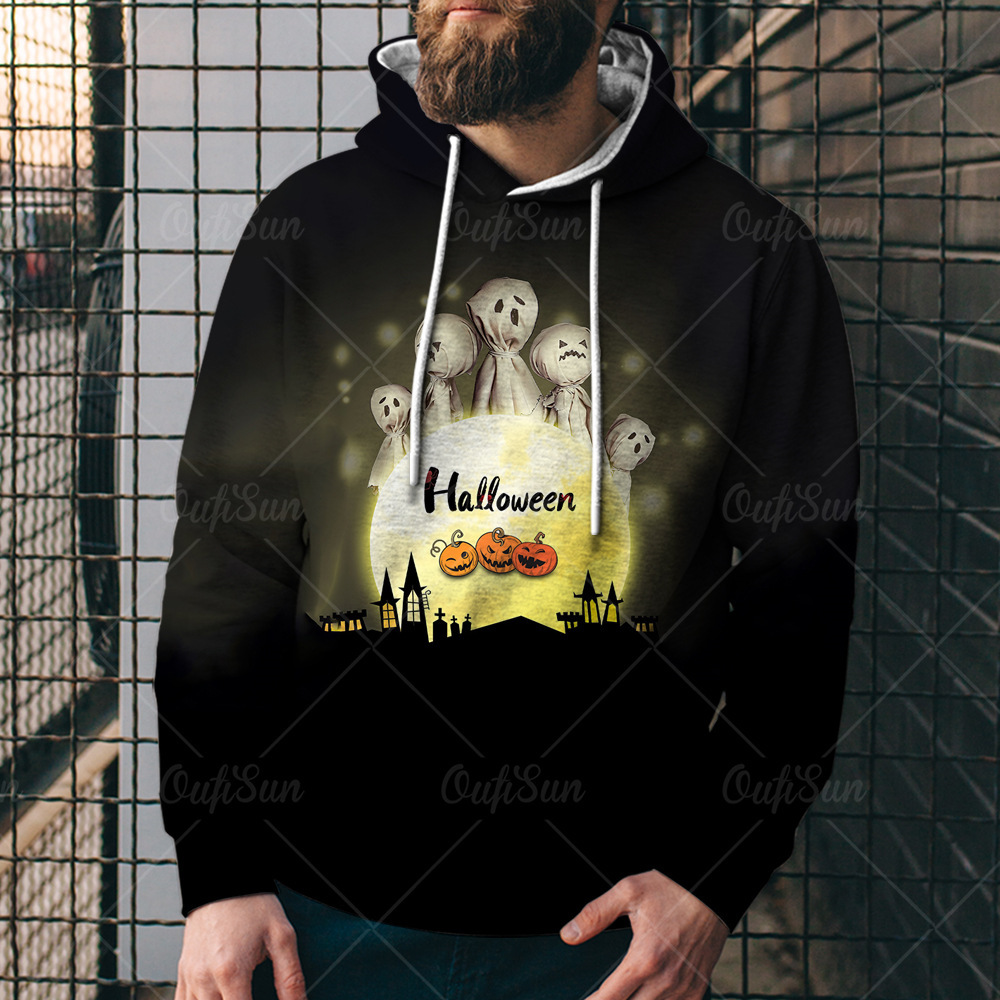 Ropa de Halloween suelta con calabaza moda primavera y otoño deportes transfronterizos 2024 primavera y otoño camisa de hombre otoño sombrero de Halloween