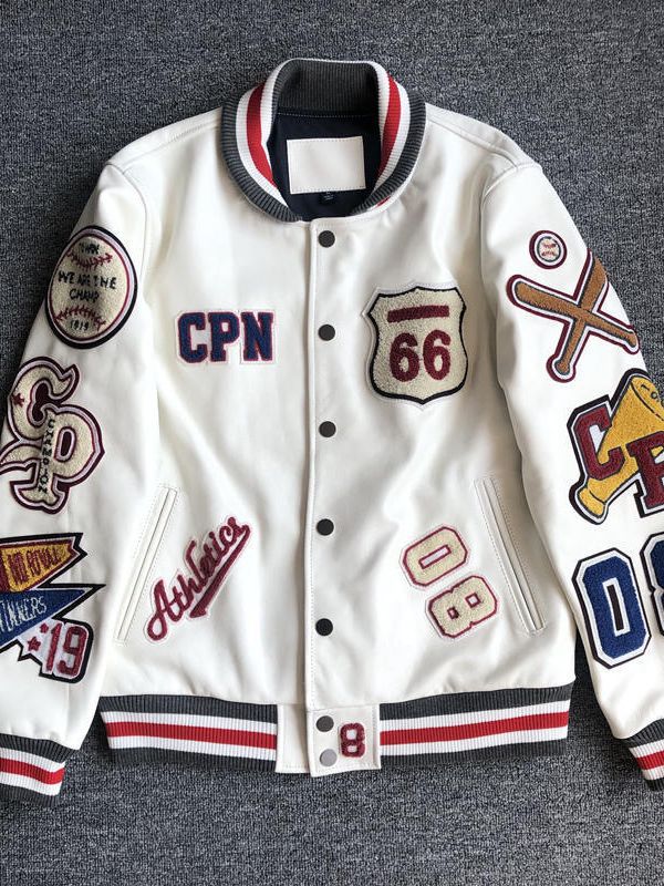 Kişi üçün süni dəri qısa jaket, tikməli, casual üslub