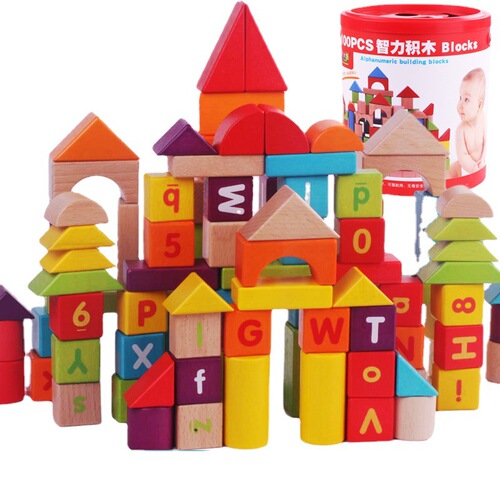 New wooden children's large particle building blocks assembly toys puzzle development 1-3 weeks 2 years old solid wood baby wholesale