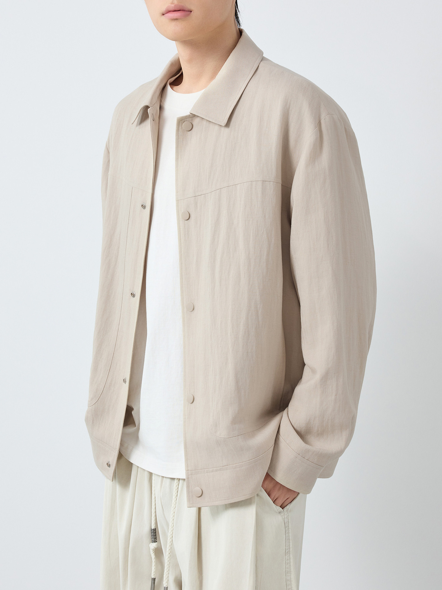 Áo khoác nam phong cách Mỹ cổ bẻ chất liệu pha linen — màu sắc