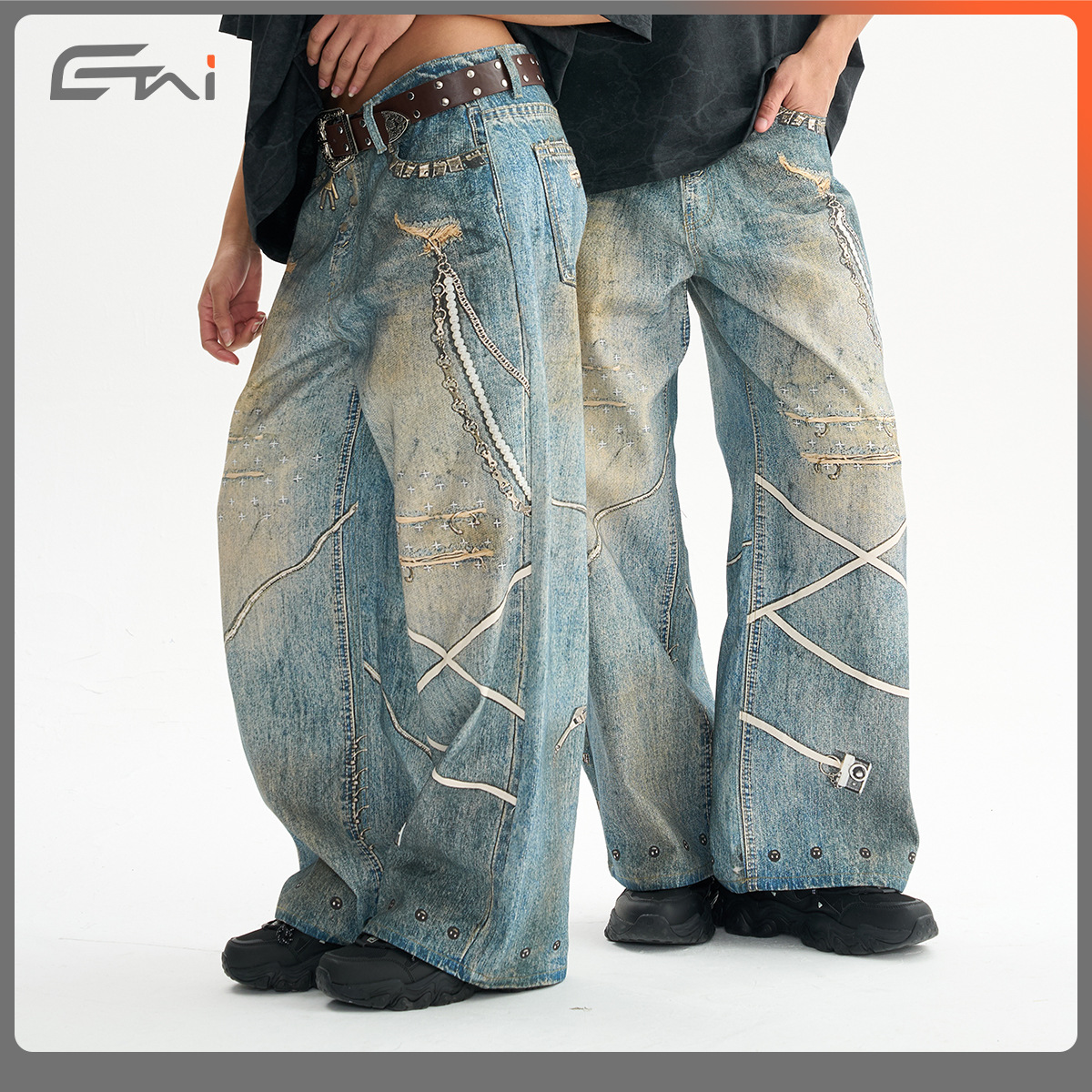 ETAI Hombre| Algodón de alta calidad impresa en 3D jeans rectos sueltos de moda para hombres pesados pantalones para hombres