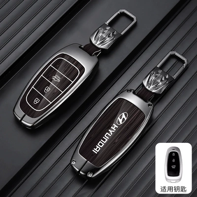 Men | Car key bag - standard-type-c-3-button-wood-grain-coffee-metal-buckle