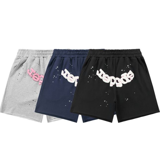 Trendy Sp5Der 555 555 Foam Letter Print Summer Loose Sports Drawstring Casual Shorts for Men and Women
