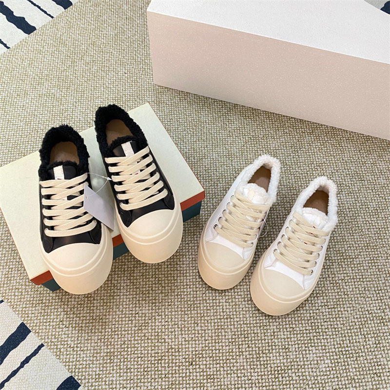 Marn Big-Toe Shoes for Women 2025 New Thick-Soled Cowhide Round-Toe Low-Top Fashion Classic Sports Lace-Up Casual Shoes