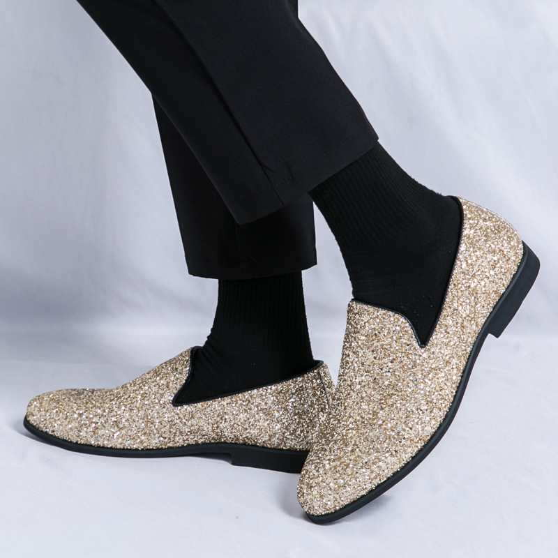 Otoño nuevo hombre cuero brillante zapatos casuales de cuero zapatos de moda de tamaño grande Lefour zapatos de moda zapatos de club nocturno zapatos de peluquería Bean