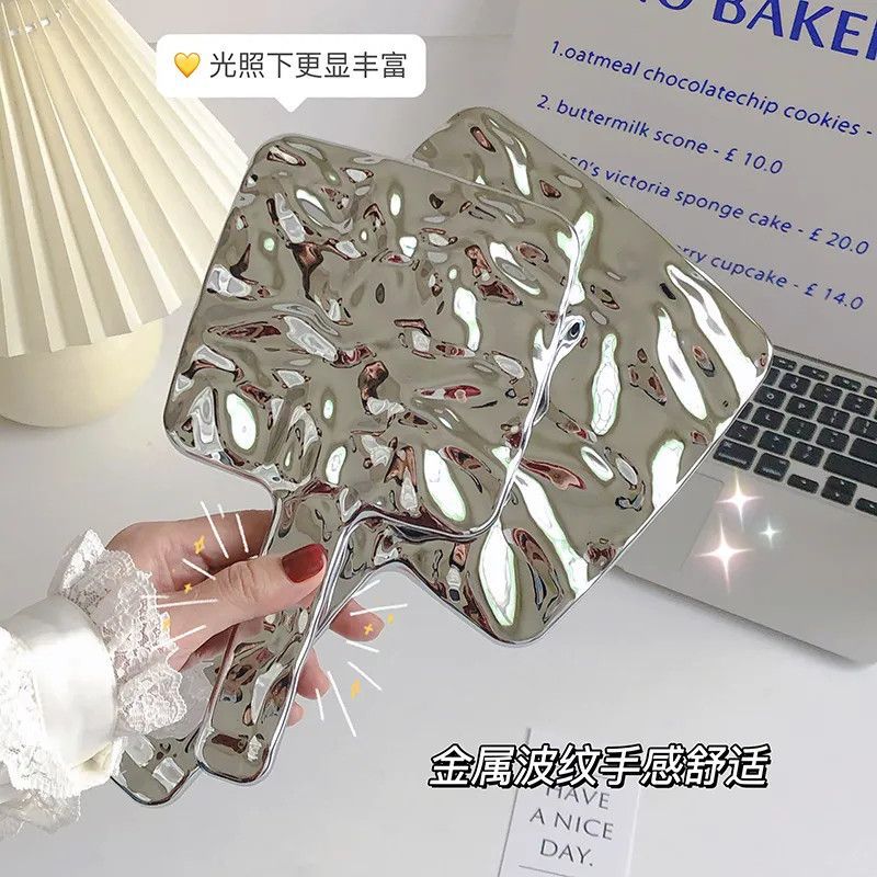 Espejo de maquillaje portátil, pequeño espejo de mango de viento, espejo de mano rojo portátil, espejo de maquillaje periférico avanzado