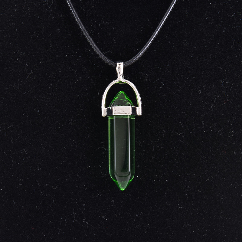 Cristal natural ágata columna hexagonal colgante diamante bala collar al por mayor cuarzo punto colgante