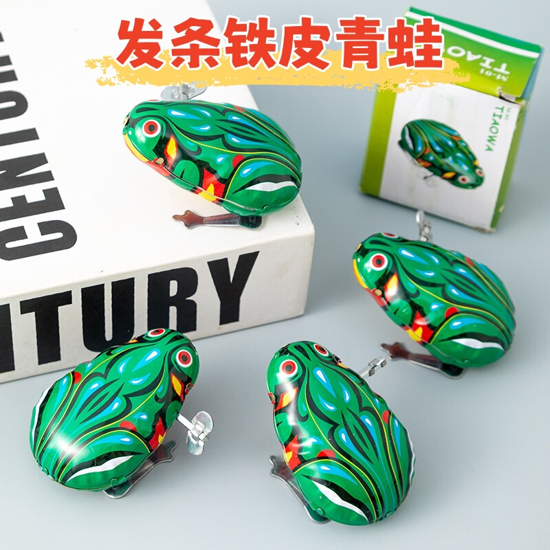 Wind-Up Tin Frog Jumping Frog Wind-Up Animal Classic Nostalgic Street Stall Toy Kindergarten Gift Manufacturer Wholesale