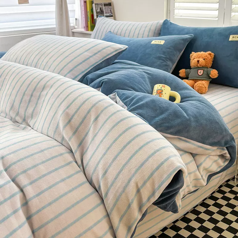 牛奶绒床上四件套2025新款冬季加厚珊瑚绒床单被套三件套床上用品