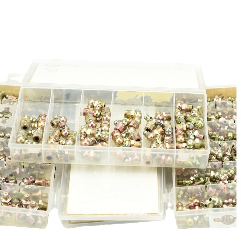 Juego de Boquillas de Engrase Rectas y Curvas al por Mayor del Fabricante, 100 Piezas, Color Zinc, 1/8NPT, Boquilla de Engrase Universal